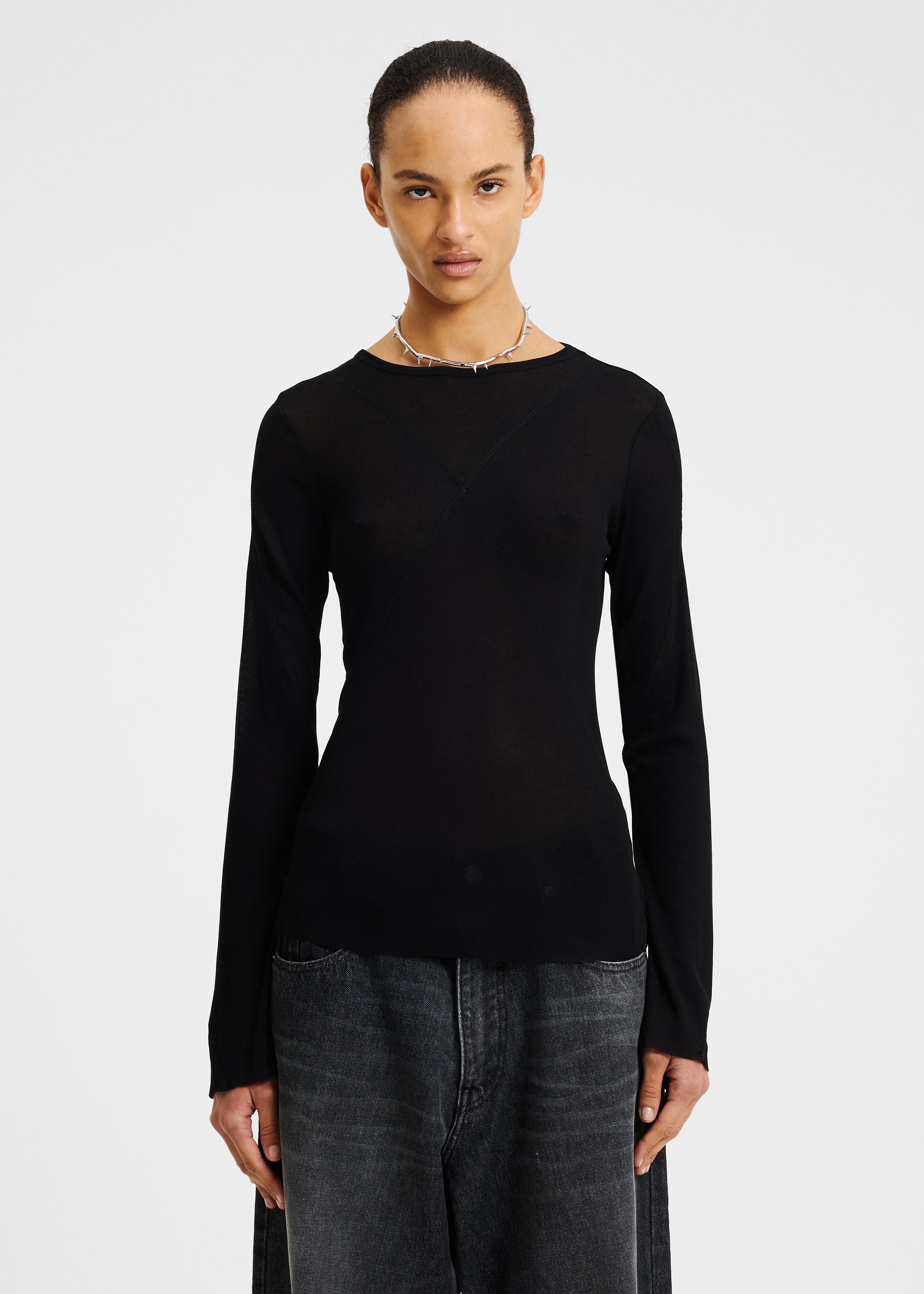BLUES LONG SLEEVE TOP BLACK