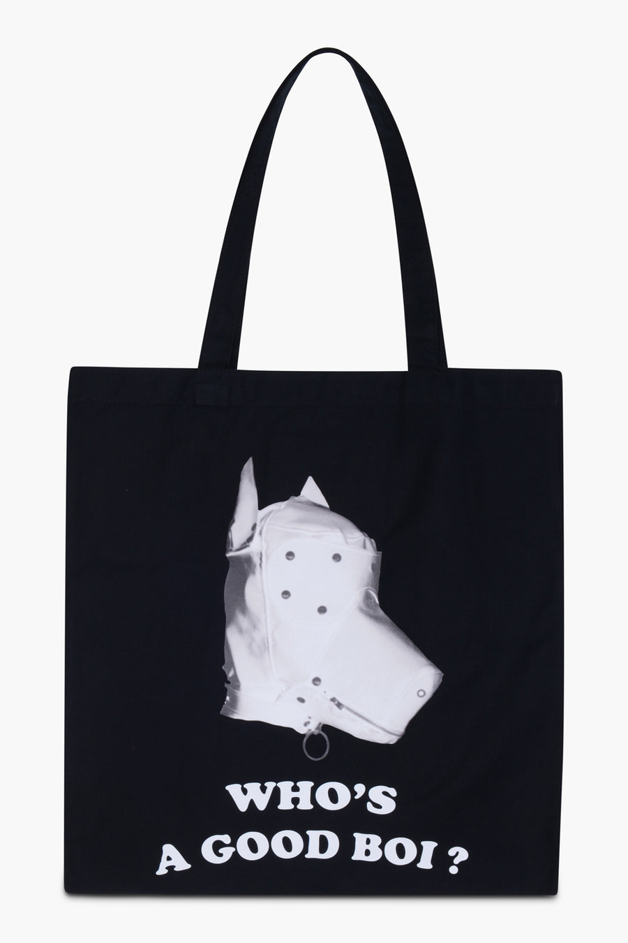 WHO'S A GOOD BOI TOTE BAG BLACK