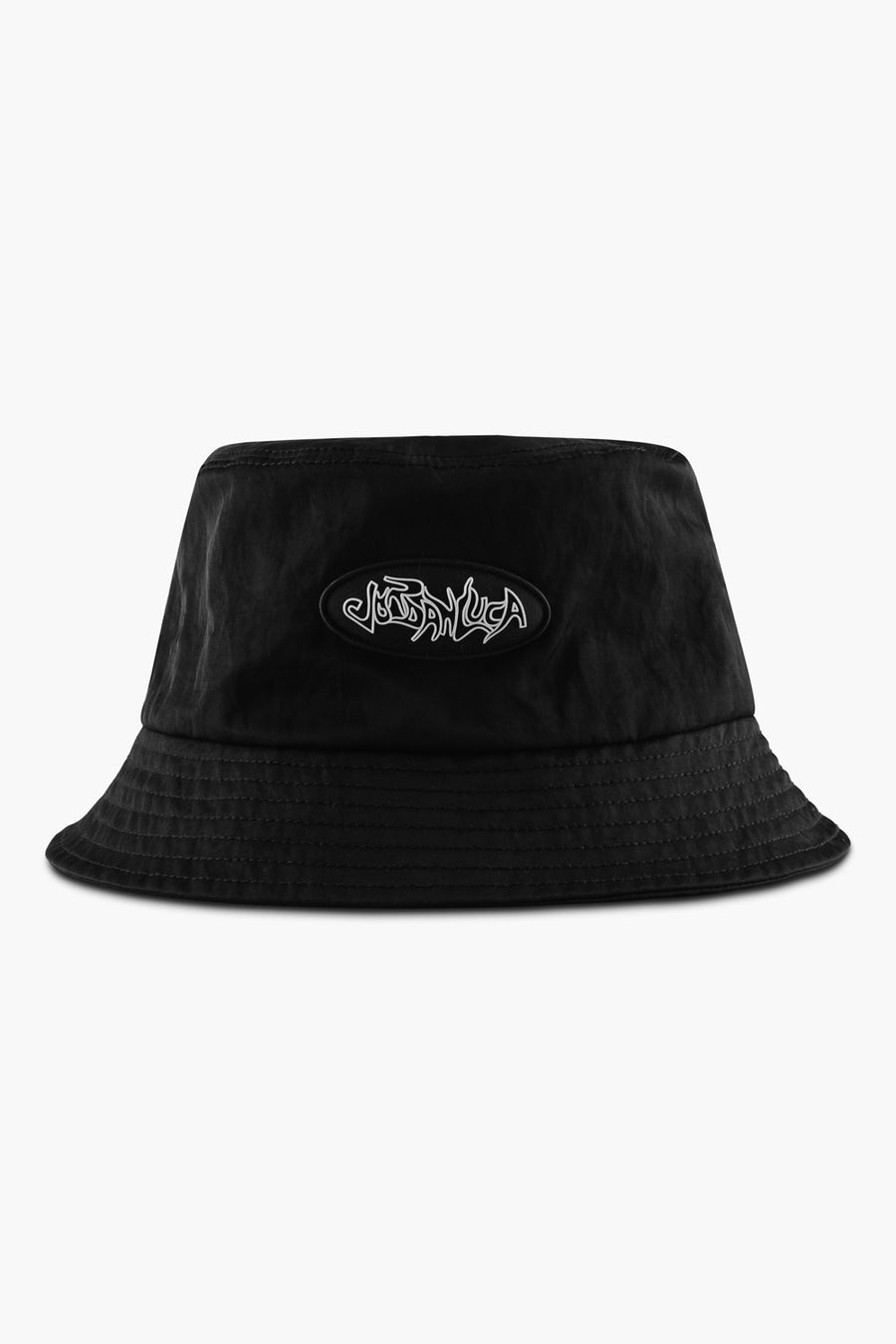 BUCKET HAT WITH SILICONE LABEL BLACK