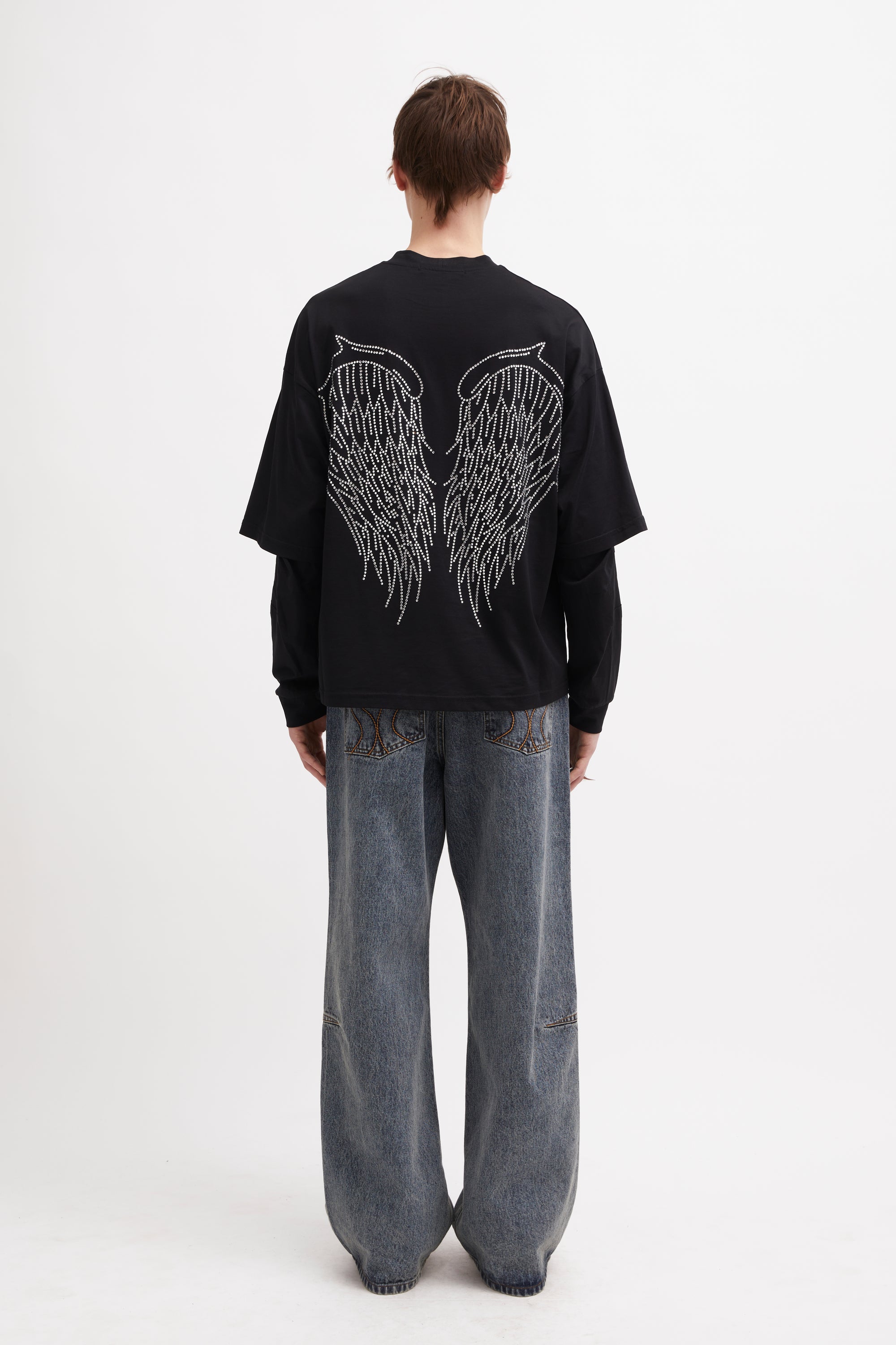 AMON DOUBLE SLEEVE SHIRT CRYSTALS