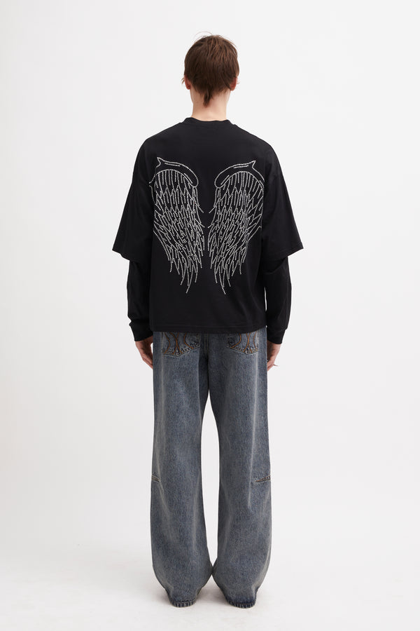 AMON DOUBLE SLEEVE SHIRT CRYSTALS