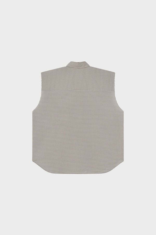 SLEEVELESS CLOVER SHIRT LINEN / CHECK BROWN