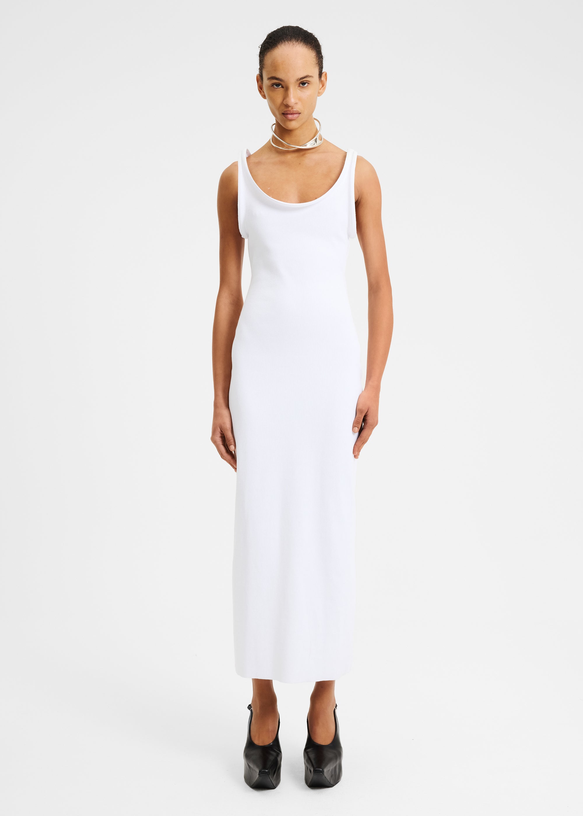 BLUR TANK DRESS WHITE
