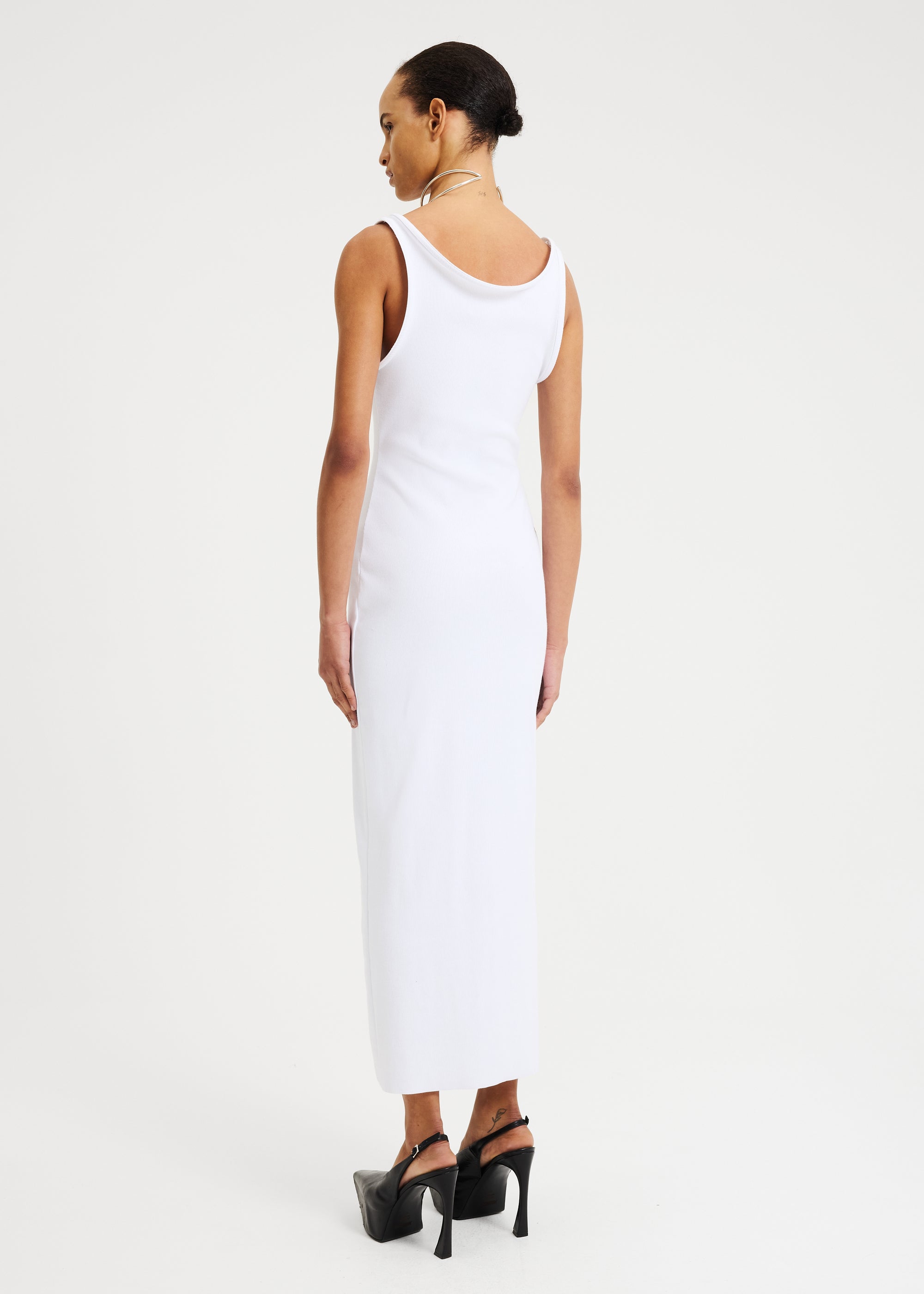 BLUR TANK DRESS WHITE