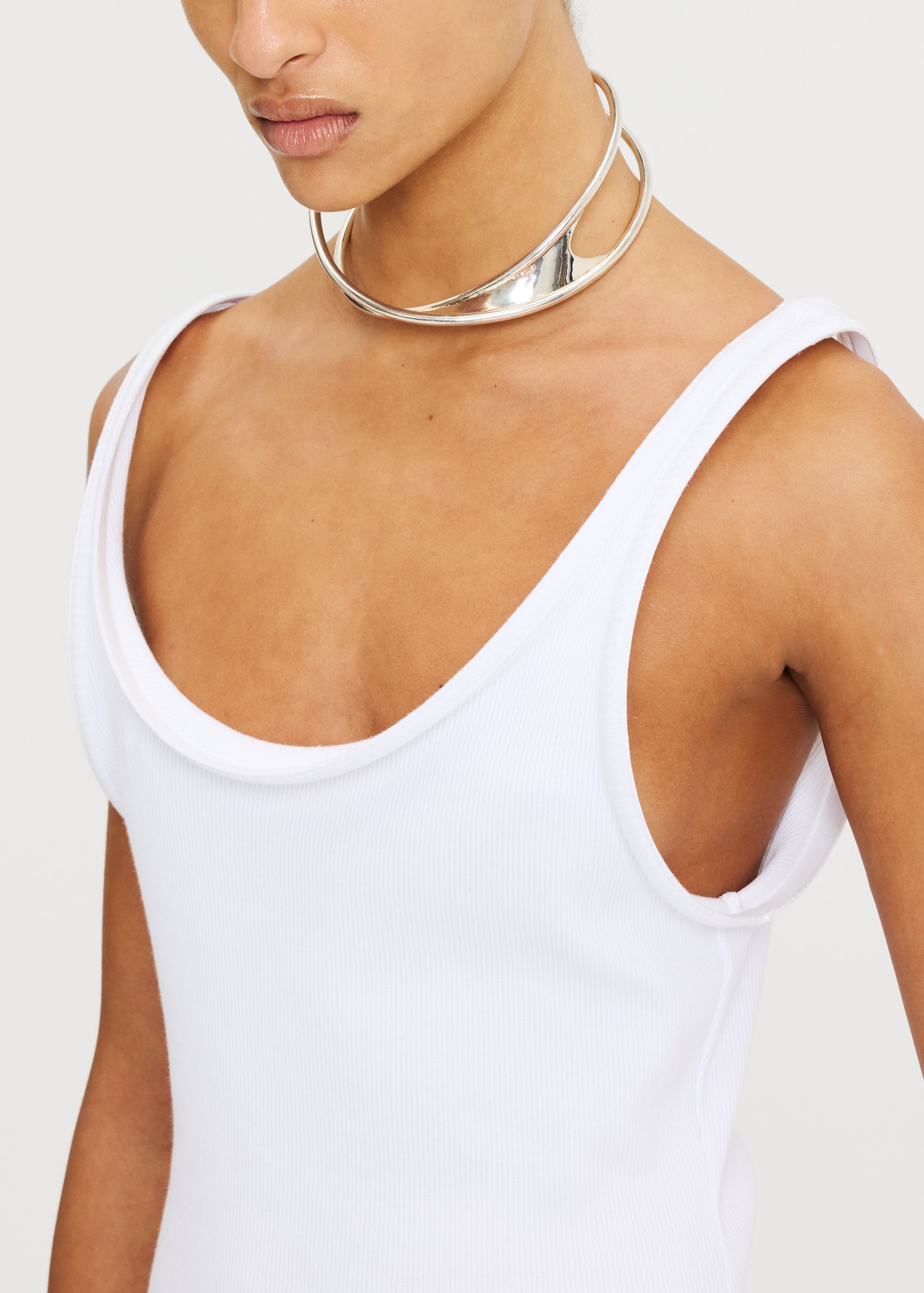 BLUR TANK DRESS WHITE