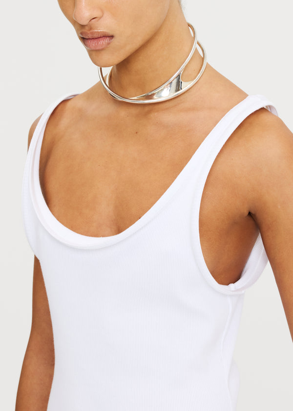 BLUR TANK DRESS WHITE