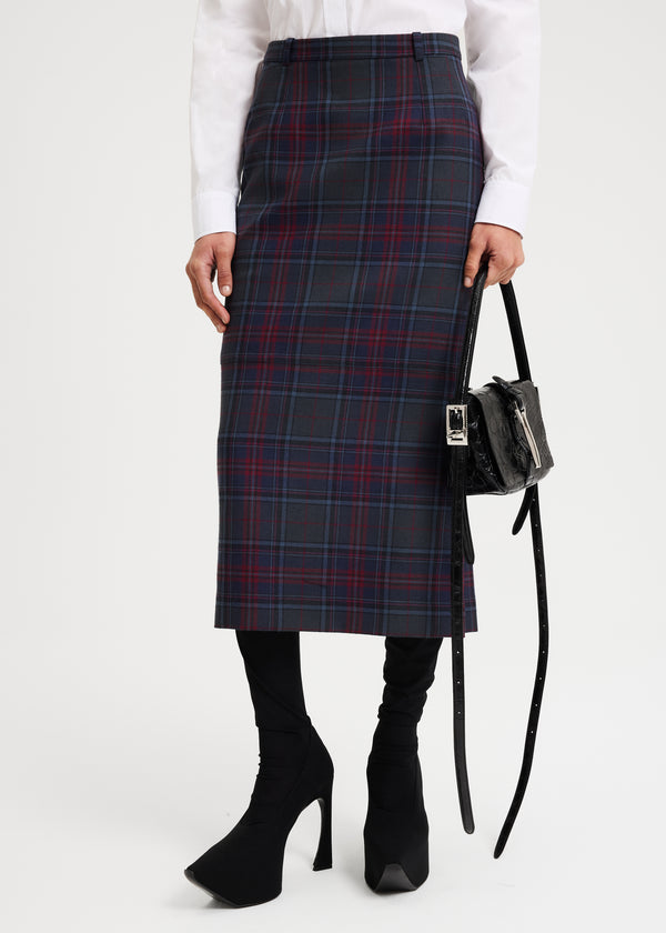 CONVEX SKIRT BLUE TARTAN