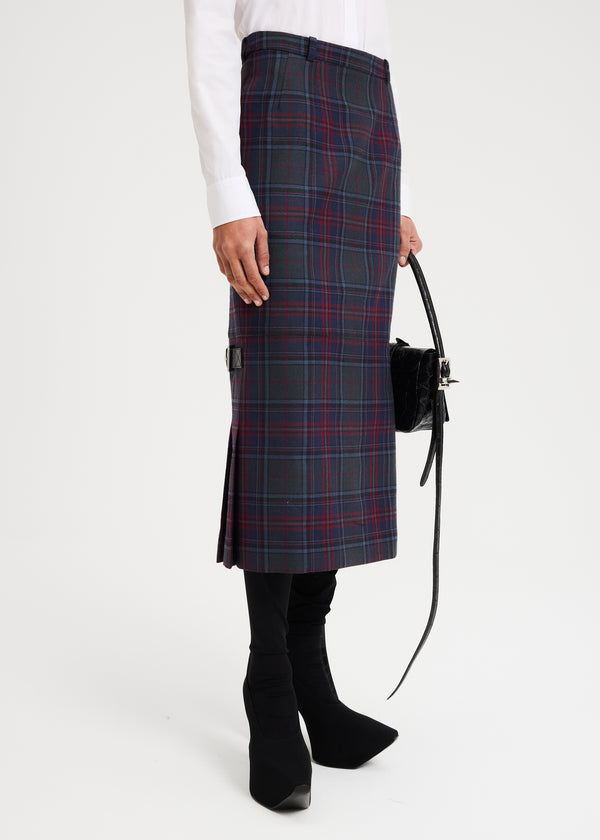 CONVEX SKIRT BLUE TARTAN