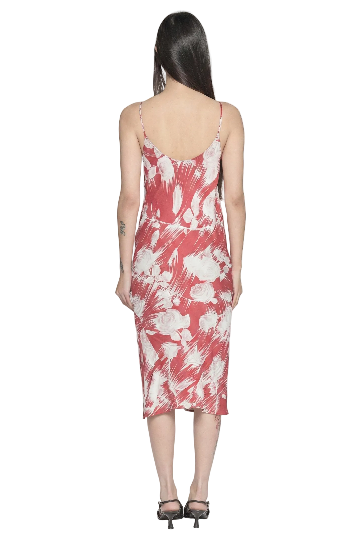 BLUES MIDI DRESS RED/WHITE ROSE