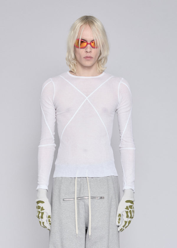 BLUES LONG SLEEVE TOP WHITE