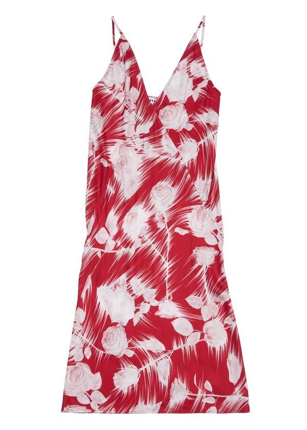 BLUES MIDI DRESS RED/WHITE ROSE