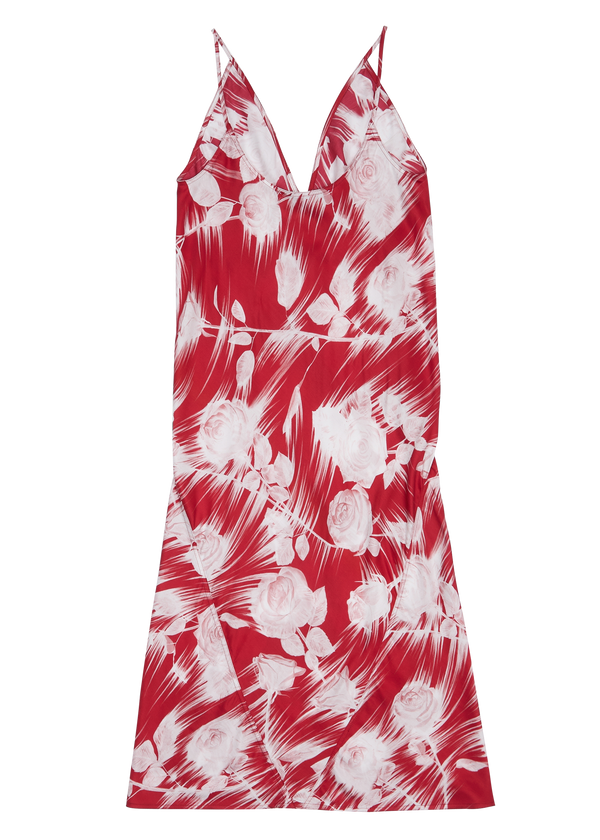 BLUES MIDI DRESS RED/WHITE ROSE