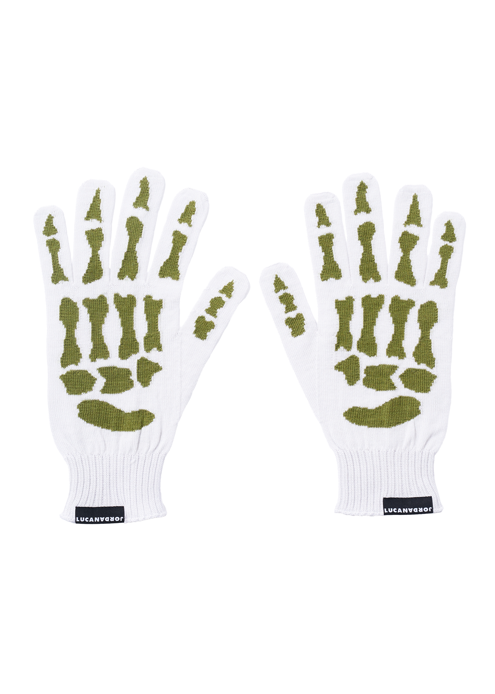 SKELETON GLOVES - WHITE/GREEN