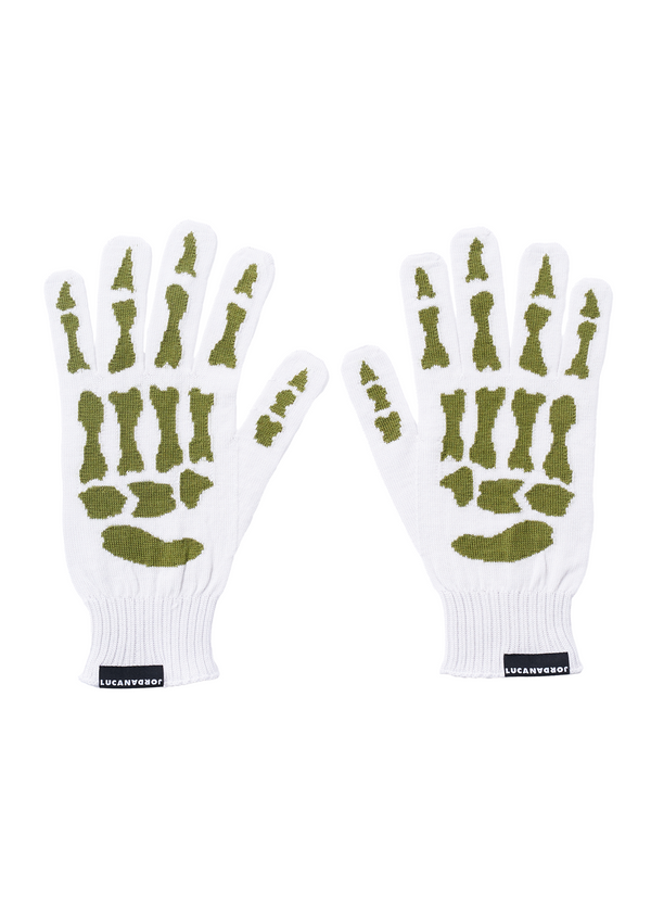 SKELETON GLOVES - WHITE/GREEN