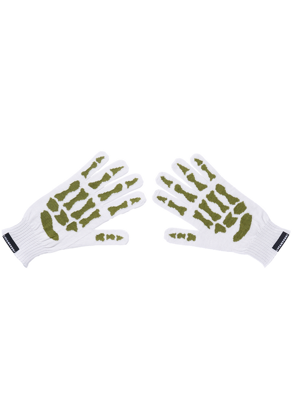 SKELETON GLOVES - WHITE/GREEN