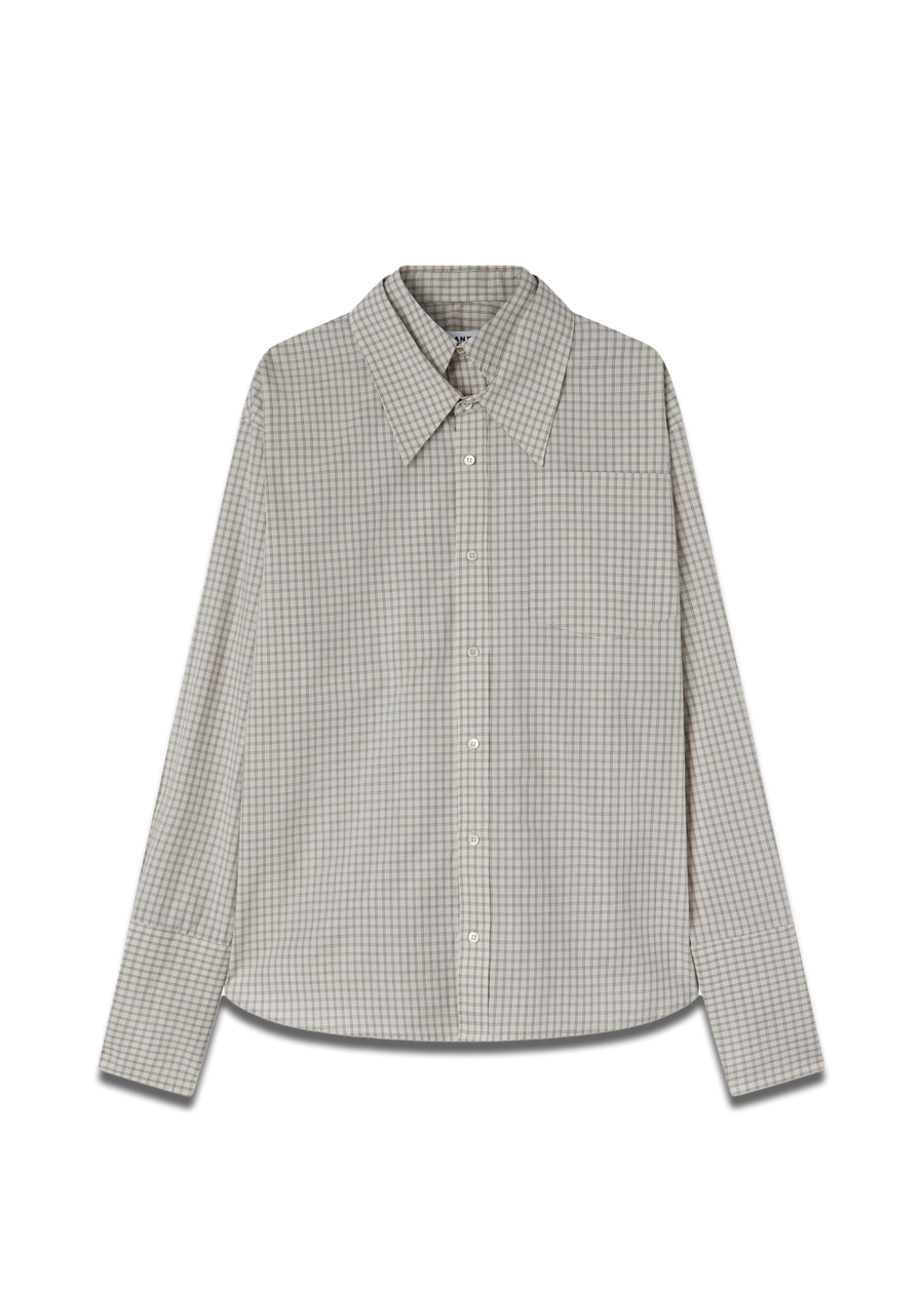 CLOVER SHIRT LINEN / CHECK BROWN