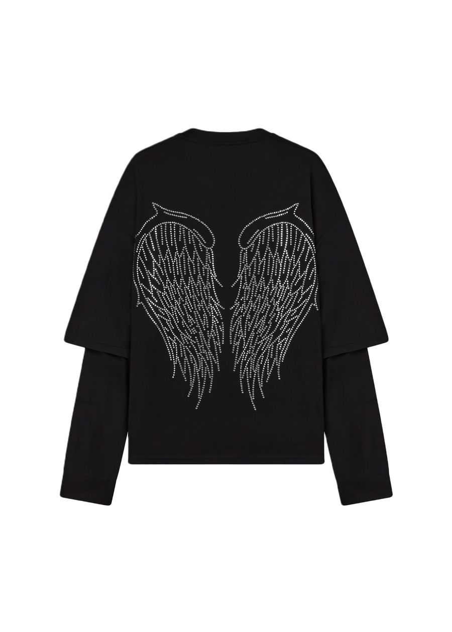 AMON DOUBLE SLEEVE SHIRT CRYSTALS