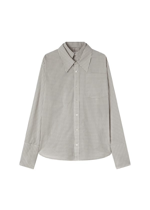 CLOVER SHIRT LINEN / CHECK BROWN